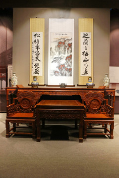 传统中式红木家具客厅摆设