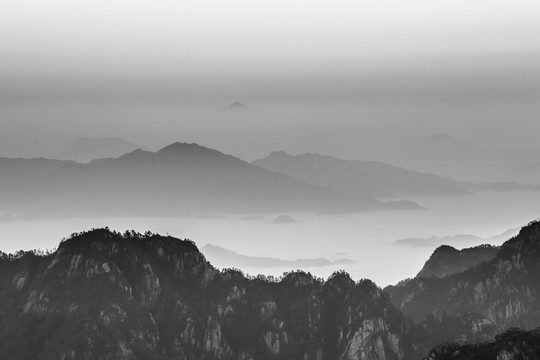 黄山 远山 水墨山水