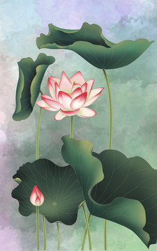荷花背景墻 玄關(guān)背景墻