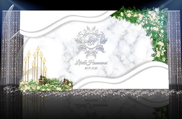 清新白綠婚禮背景