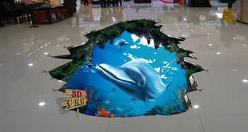 3D地板畫海豚