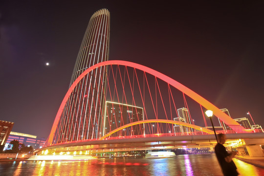 天津夜景 大沽桥