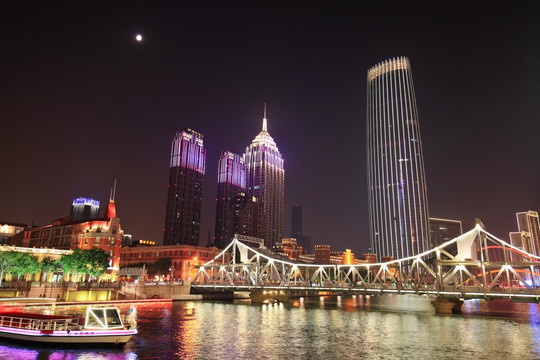 天津夜景 天津海河夜景