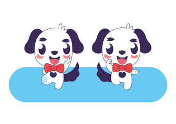 卡通小狗 歡呼的小狗