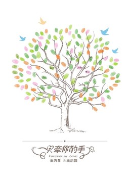 結(jié)婚主題手繪簽到樹