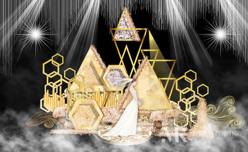 歐式幾何金色婚禮背景