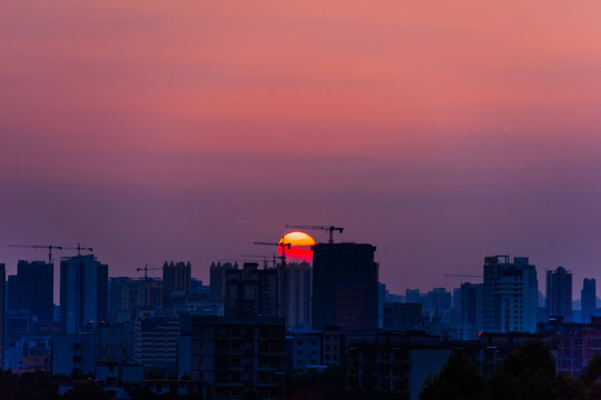 都市夕阳黄昏