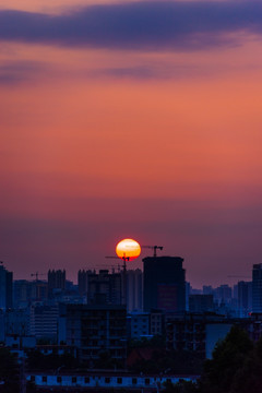 都市夕阳黄昏