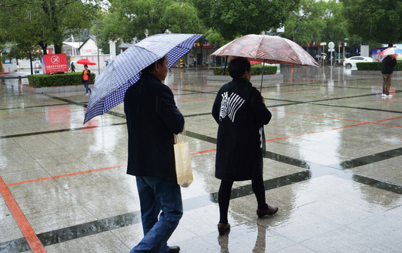 雨中行人