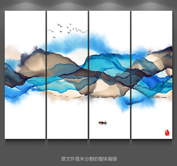 新中式抽象晕染水墨画