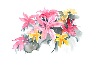 插畫美麗的花