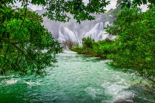 瀑布 河流 流水 山水风景