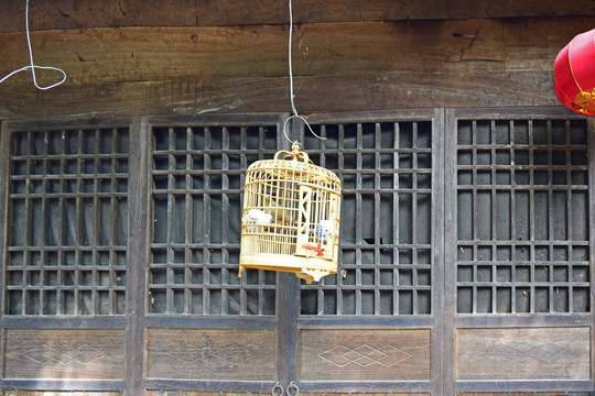 古香古色的鳥籠攝影圖