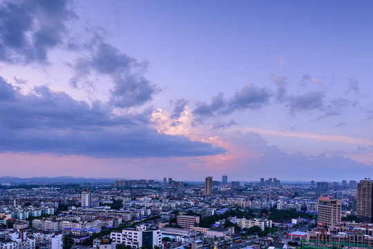 晚霞 彩霞 城市夜景