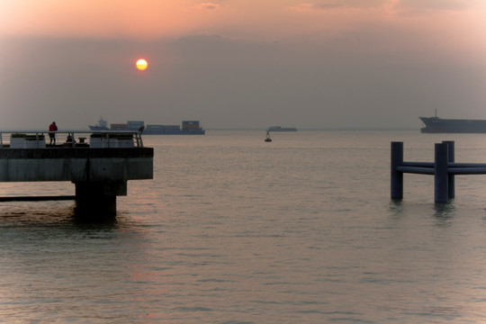 长江落日 长江 夕阳 江边美景