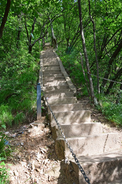 陡峭的登山台阶