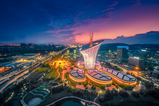 武汉城市夜景未来科技城