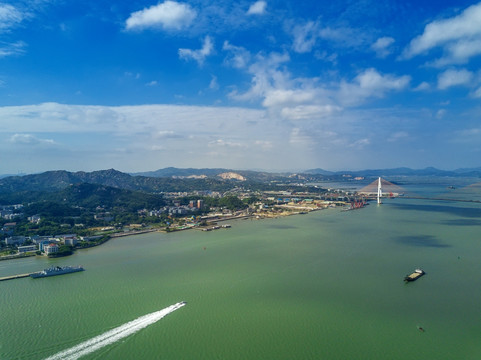 航拍汕头 鸟瞰榕江 礐石风景区