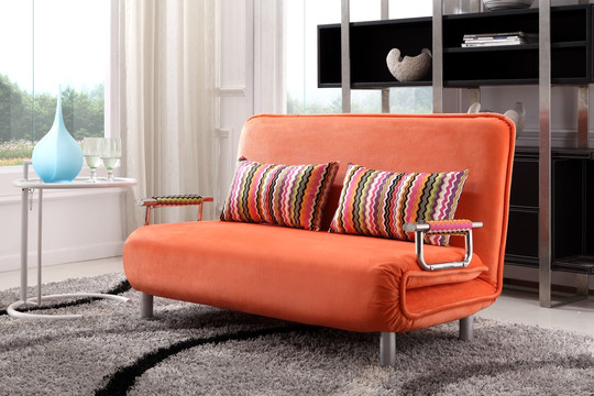 橙色日式沙发床