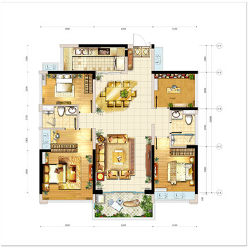 彩色平面高端户型图