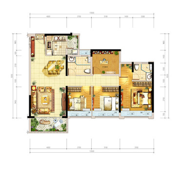 彩色平面高端户型图