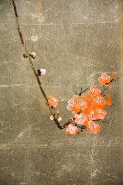 花卉油画 抽象梅花