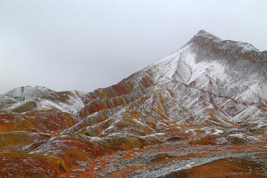 张掖七彩丹霞 雪景