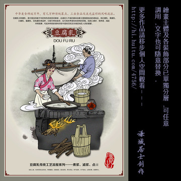 豆腐乳 豆腐工艺 古代人物插画