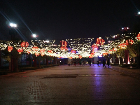 西安 汉城湖 夜景 旅游