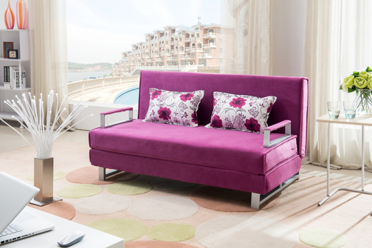 简洁大花浪漫紫日式沙发床