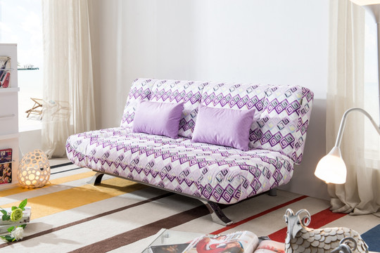 简洁方块浅紫色日式沙发床