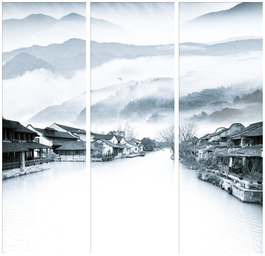 意境水墨三聯(lián)畫(huà)