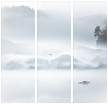 意境水墨三聯(lián)畫(huà)