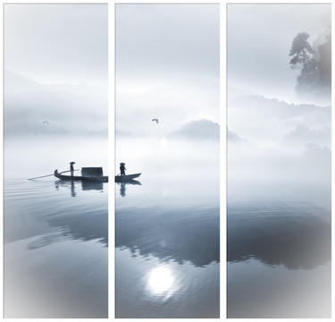 意境水墨三聯(lián)畫