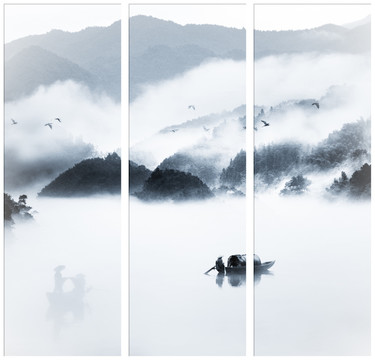 意境水墨三聯(lián)畫