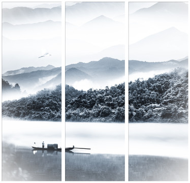 意境水墨三聯(lián)畫