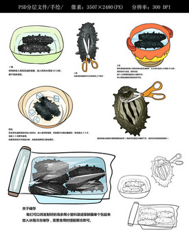 手绘海鲜海参产品发泡过程