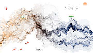写意水墨群山 抽象水墨画