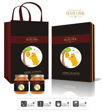 蜂蜜素材 蜂蜜包裝禮盒展開圖