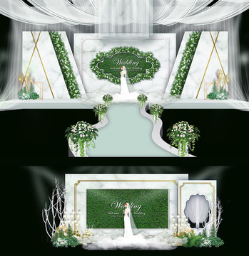 綠白婚禮 大理石婚禮 綠色婚禮