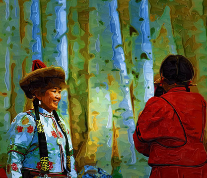 蒙古族女人油畫(huà)