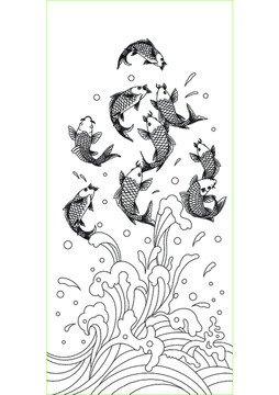 九魚圖 年年有余 鯉魚