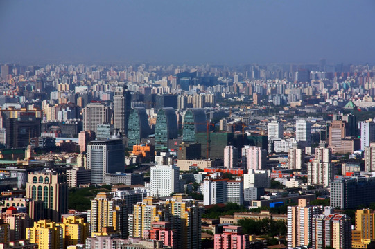 北京中央电视塔鸟瞰城市风光