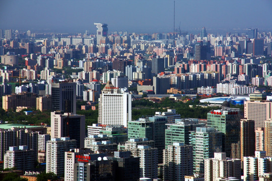 北京中央电视塔鸟瞰城市风光