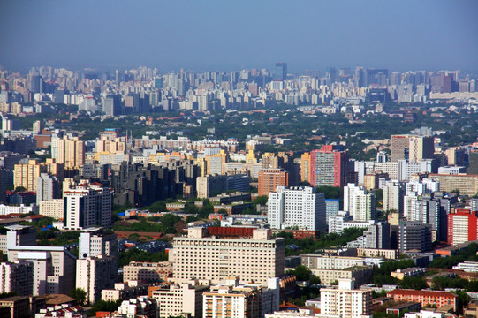 北京中央电视塔鸟瞰城市风光