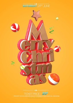 字体圣诞树圣诞节创意海报