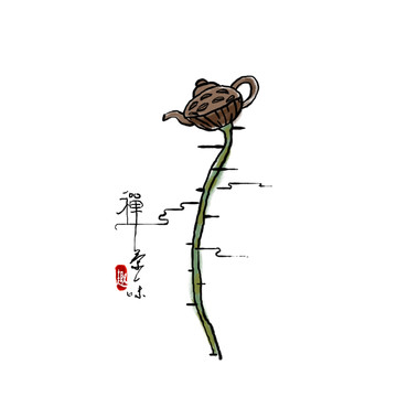 茶文化意境圖形 蓮蓬茶壺