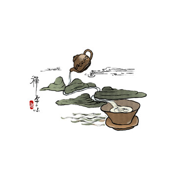 茶文化意境圖形 生態(tài)茶田