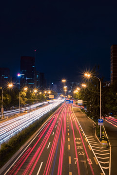 北京三环三元桥夜景