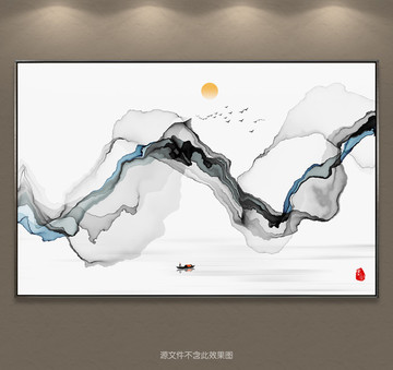 水墨画 现代客厅沙发水墨画